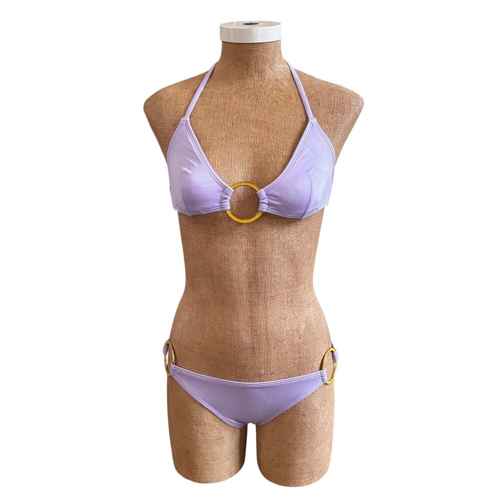 Victoria Secret Ring Bralette Bikini Swim Bathing Suit Lavender Purple Sz Small